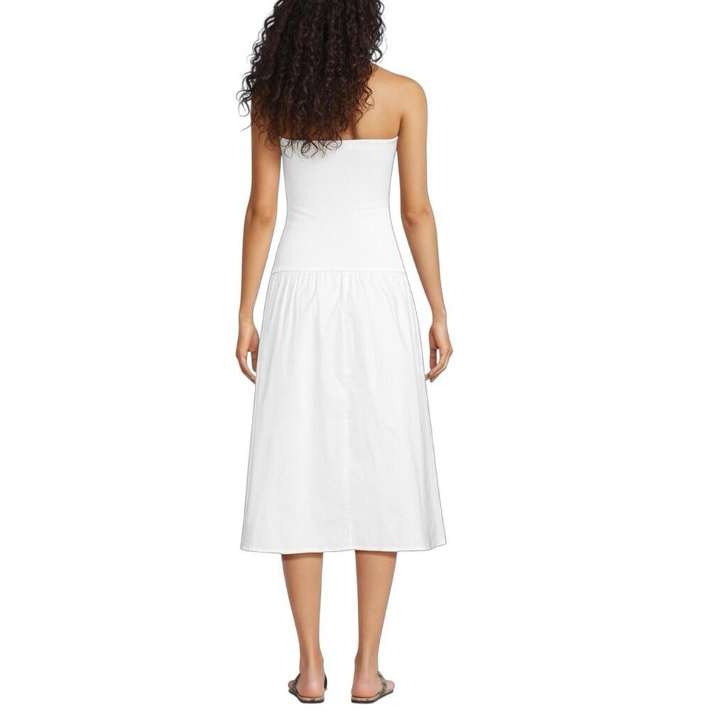 WeWoreWhat Ribbed Bandeau Midi Dress White S Strapless Fit & Flare - Picture 2 of 7